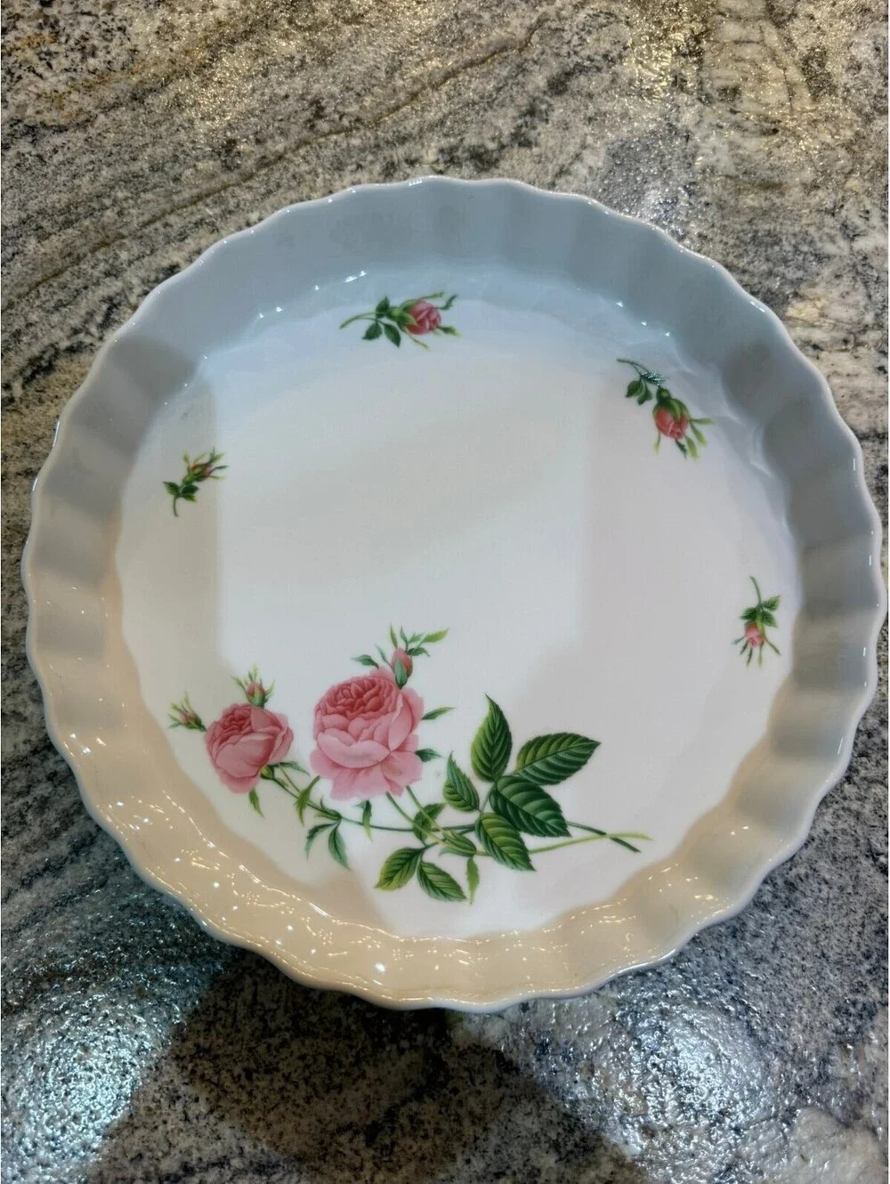 Christineholm Pink Rose Pattern Porcelain Quiche/Tart Dish